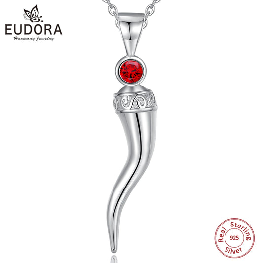 Eudora 925 Sterling Silver Italian Horn Pendant