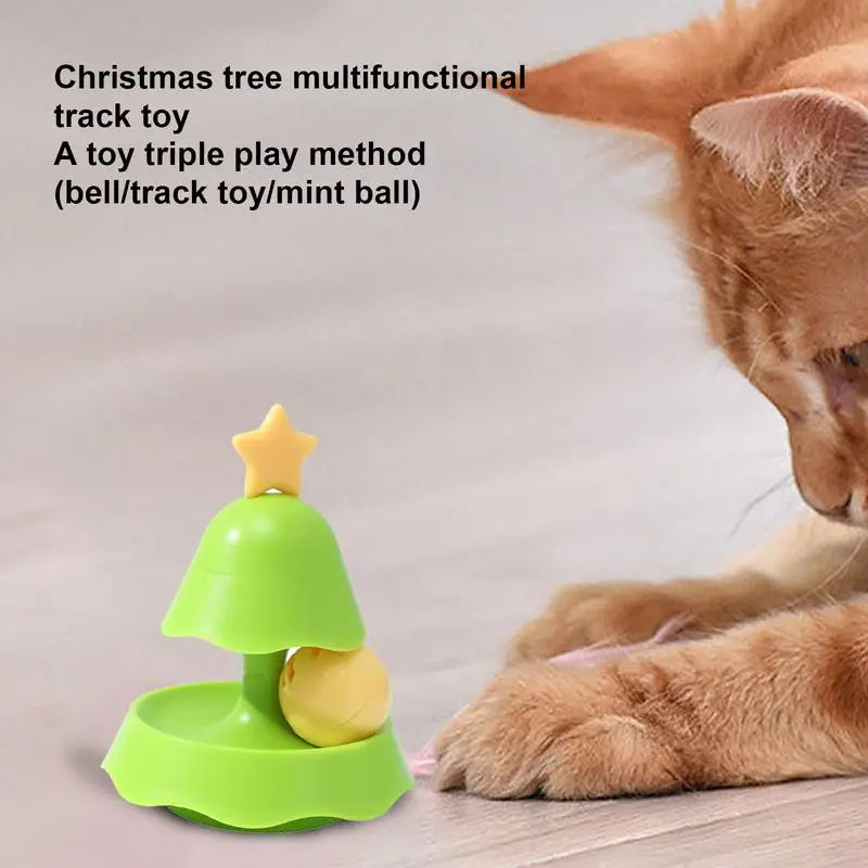 Turntable Cat Ball Toy Cat Teaser Toys Christmas Tree Rolle