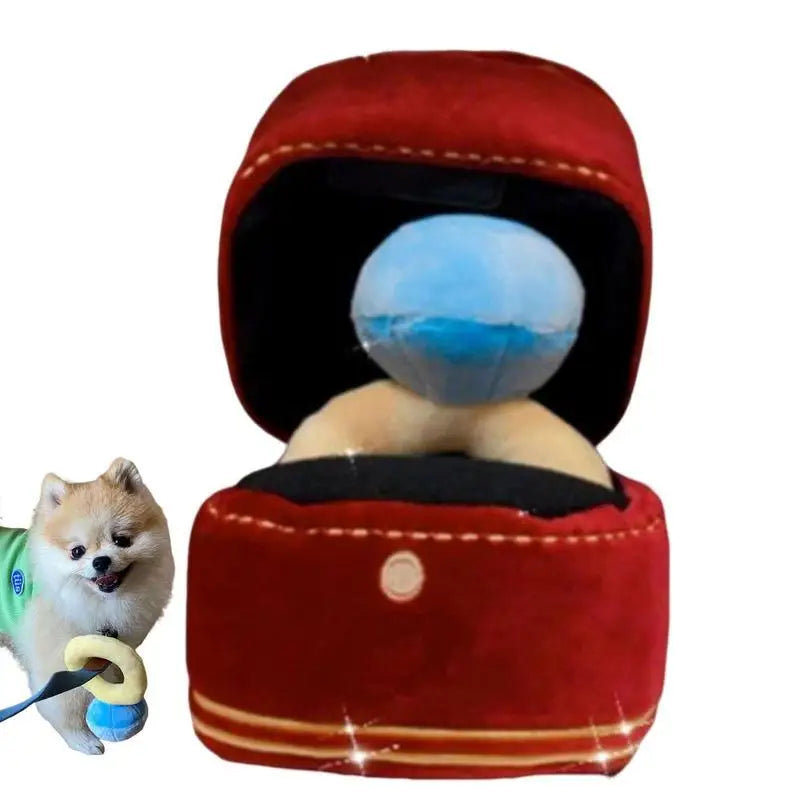 Pet Toy Ring Box Plush Toy Love Diamond Ring Case Stuffed Pet Chew Toy Sounds