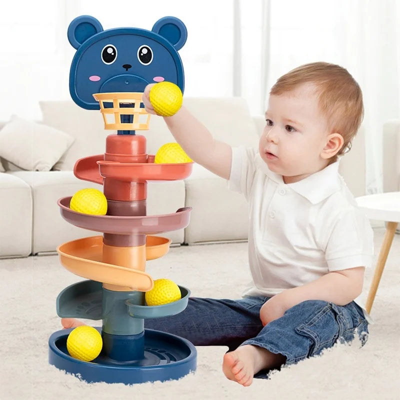 Baby Toys Track Sliding Ball Rolling Ball Pile Tower Early Educational Toy