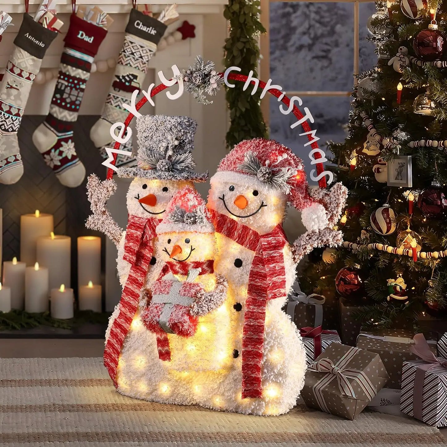 48" Set of 3/4 Snowman Christmas decor