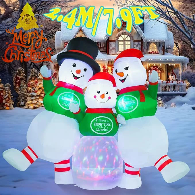 1.8m Christmas Decoration Inflatable Toy Gift Snowman Penguin Built-in LED Lights