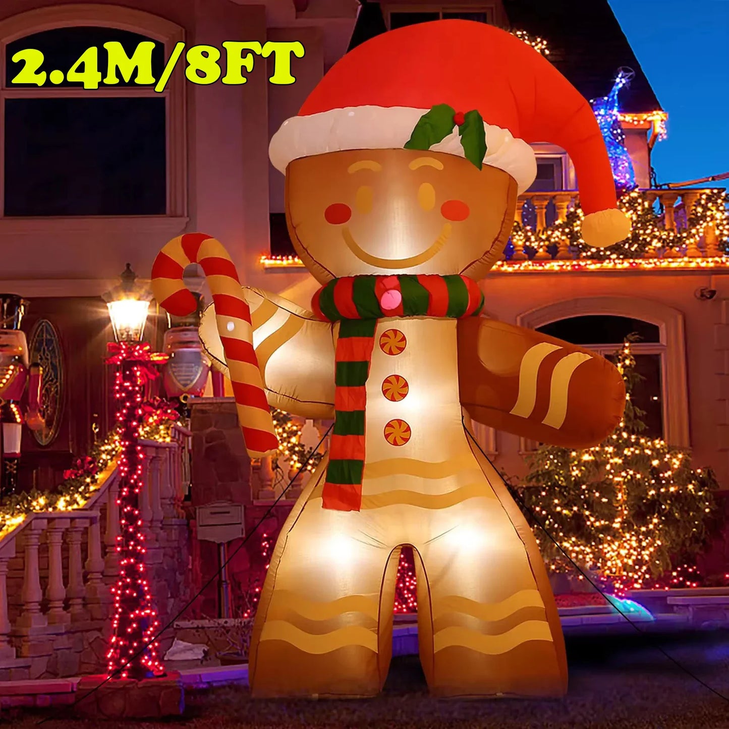 1.8m Christmas Decoration Inflatable Toy Gift Snowman Penguin Built-in LED Lights