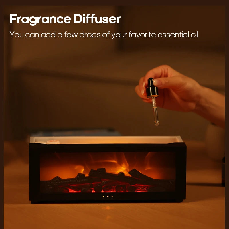 Fireplace Aroma Essential Oil Diffuser Colorful Flame Air Humidifier with Timer Remote