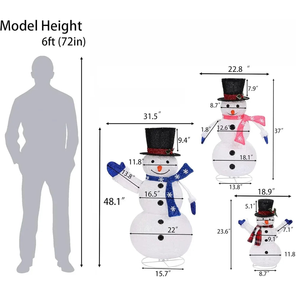 48" Set of 3/4 Snowman Christmas decor