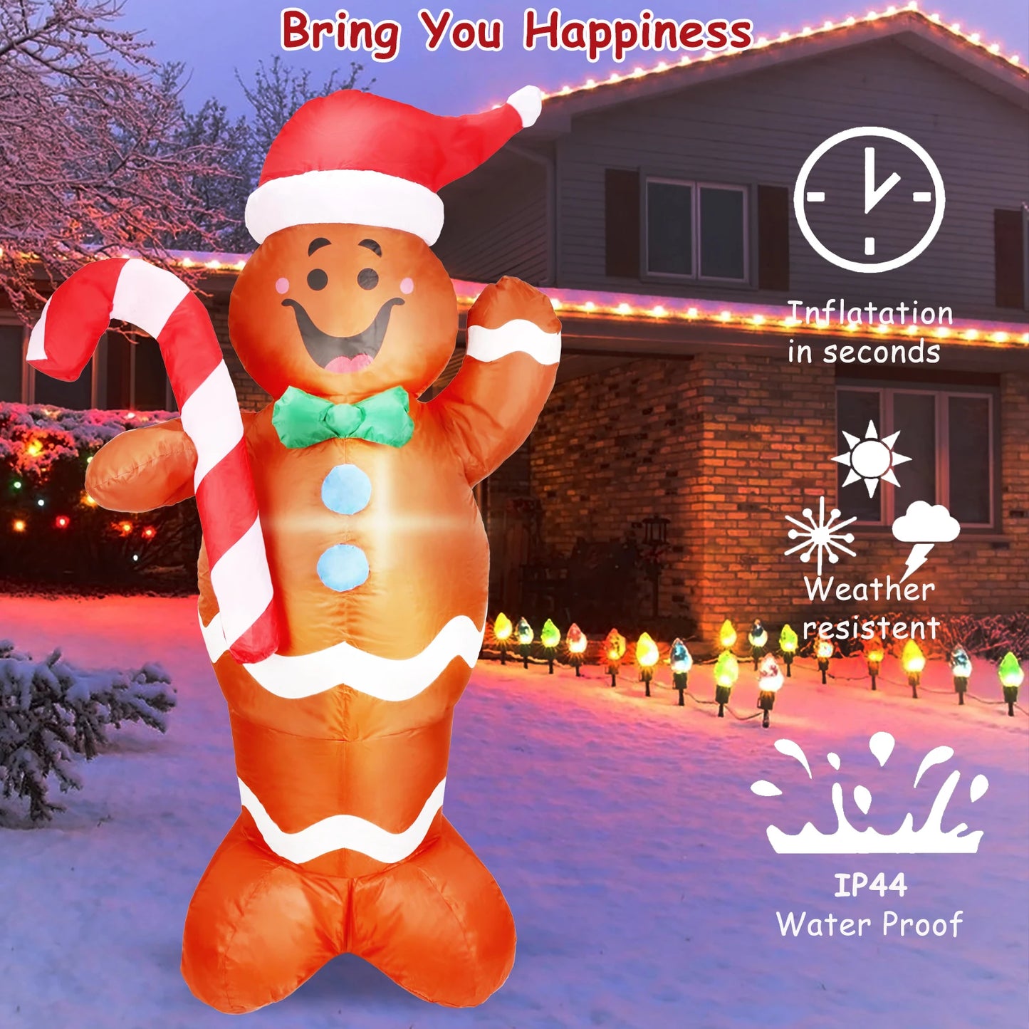 5FT Christmas Inflatables Gingerbread Man Outdoor Decoration