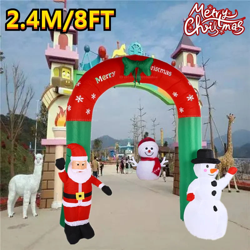 2.4M/8FT Christmas Inflatable Arch Model Built-In LED Lights