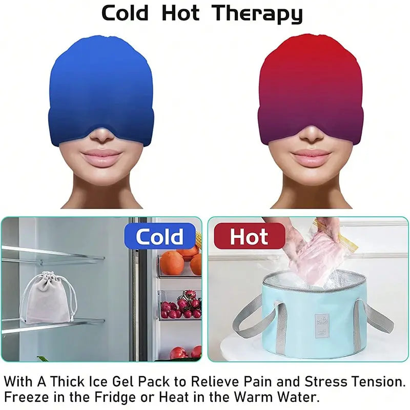 Gel Ice Headache Migraine Relief Hat Cold Compress Therapy