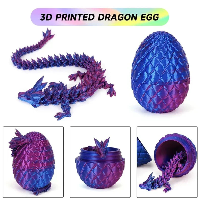 1/2PCS 3D Printed Dragon Egg with Dragon Full Articulated Dragon Model Movable Rotatable