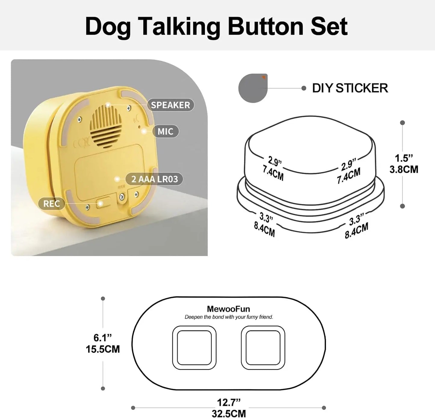 Mewoofun Voice Recording Button Pet Toys Dog Buttons for Communication Pet Training