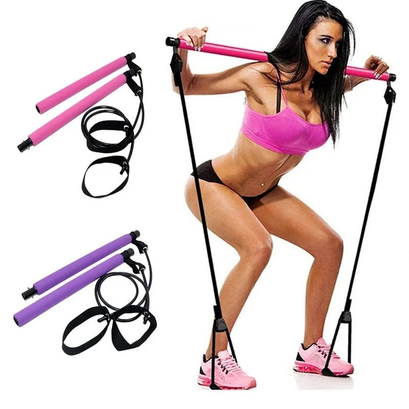 New Fitness Yoga Pilates Bar Stick Crossfit Resistance Bands Trainer