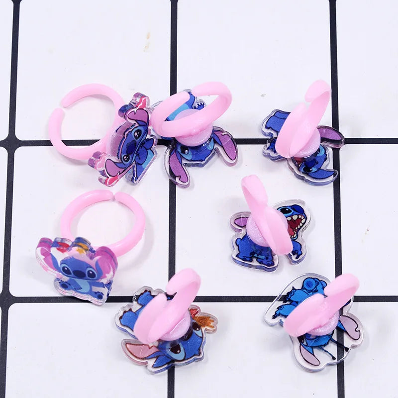 10/20pcs Disney Anime Stitch Ring Kawaii Lilo Stitch Children Acrylic Ring